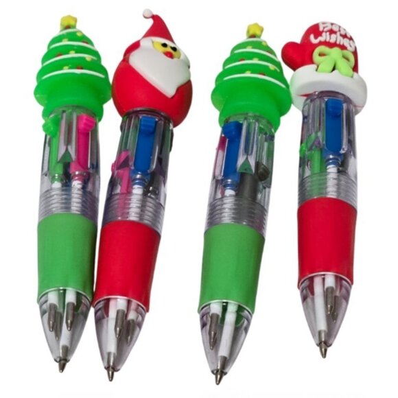 4Pc Mini 4-Color Click Switchable Christmas Ballpoint Pens(Red/Green/Blue/Pink) - Picture 4 of 6